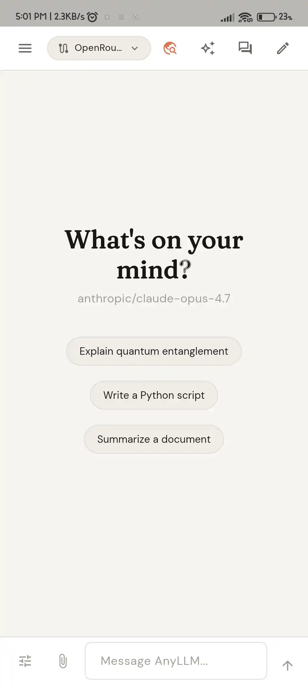 AnyLLM mobile app preview