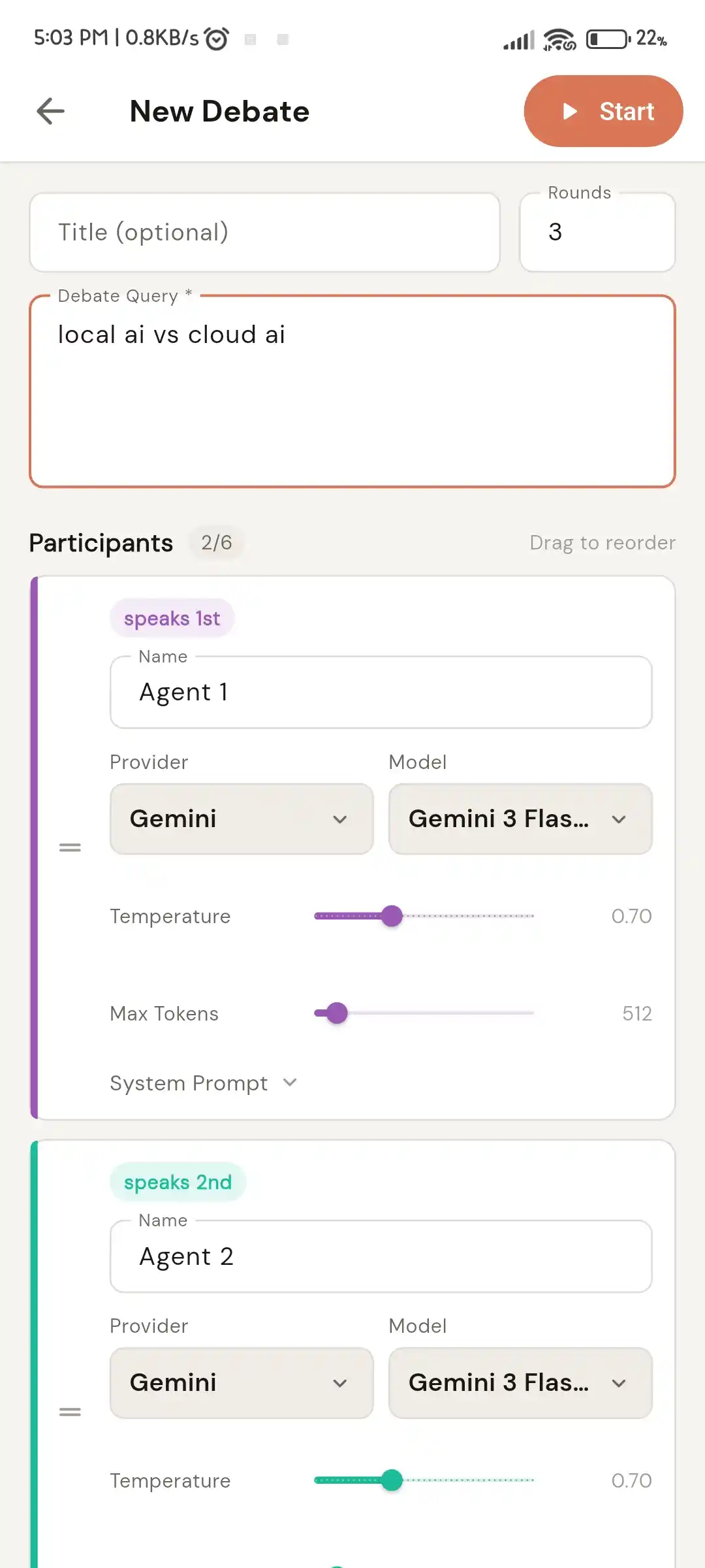 AnyLLM AI agent debate screenshot